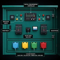 Panneau de synchronisation automatique ASP personnalisé 50kVA-500kVA, réponse 200ms, partage de charge, réduction de crête, armoire de synchronisation de générateur IP54