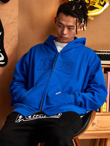 OEM Plus French Terry Embossed Men's <b>Zip</b> <b>Sweatshirts</b> Hoodie XL Size Winter Pullover 3D Printed Eco-Friendly Oversized Hooded - Product Image 2