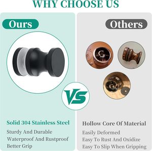 Heavy Duty Solid SUS304 Stainless Steel Sliding Shower <strong>Door</strong> Handle <strong>Knob</strong> One Sided Pull Simple Design <strong>Black</strong> Finish <strong>Doors</strong> - Product Image 5
