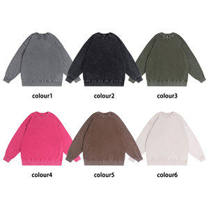 Wholesale New Trendy Vintage Winter Loose Heavy-duty Acid-<b>washed</b> Distressed 100% Cotton Pullover with Hood ODM - Product Image 1