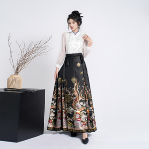 Nouveau style <span class=keywords><strong>chinois</strong></span> Hanfu jupe à visage de cheval pour les femmes 2024 nouveau phénix danse tissage élégant fleur broderie artisanat jupe robe - Product Image 5