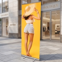 Bannière publicitaire rétractable portable personnalisée en vinyle, imperméable, pour affichage extérieur, design défilant, taille personnalisée