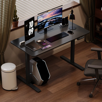 Bureau d'ordinateur convertible en bois moderne de luxe Wquantum pour la maison et le bureau, bureau debout électrique réglable en hauteur à moteur unique noir