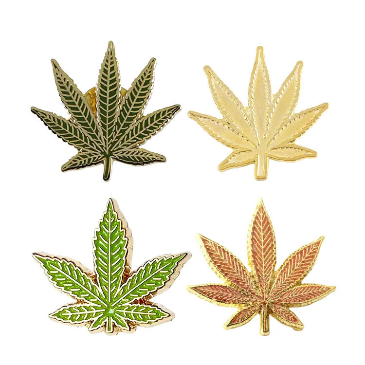 Broche de lapela personalizado, fabricante personalize seus próprios desenhos, planta, folha de maconha, marijuana, broche de esmalte
