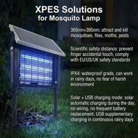 Tueur de moustiques solaire professionnel à double longueur d'onde, étanche IPX4, portable, pour extérieur, anti-insectes, recharge hybride, OEM