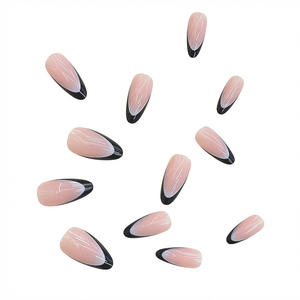 Offre Spéciale – <span class=keywords><strong>Faux</strong></span> <span class=keywords><strong>Ongles</strong></span> Courts Noirs Style Minimaliste Nude, Doux et Tendance, en Résine, à Presser, Forme Amande, Amovibles, Couverture Complète - Product Image 4