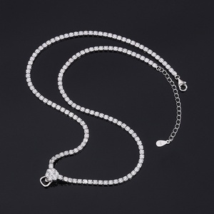 Wholesale Eco-friendly <b>Copper</b> Adjustable Full Diamond Choker Classic Basic Stackable Necklace for Women Daily & Party Matching - Product Image 1