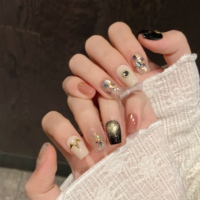 Diseño #406 ataúd corto de alta calidad hecho a mano prensa en las uñas Manual de lujo personalizado 10 piezas acrílico prensa Ons arte de uñas artificiales