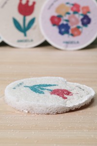 Cartoon-Blumen-Reinigungsschwamm Erste Reinigung Antihaft-Öl Komprimierbarer Saugfähiger Holzfaser-Baumwolllappen - Product Image 2