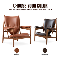 Fauteuil individuel en cuir véritable et bois massif, style italien, ergonomique et moderne, pour salon, balcon ou bureau à domicile