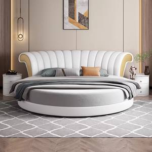 <span class=keywords><strong>Cama</strong></span> Redonda Moderna de Lujo Ligero, Juego de <span class=keywords><strong>Cama</strong></span> de Diseño Nuevo de Alta Calidad para Muebles de Dormitorio de Hotel, <span class=keywords><strong>Cama</strong></span> Redonda de Cuero Suave - Product Image 6