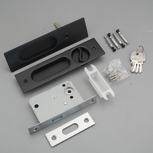 Poignée de <span class=keywords><strong>porte</strong></span> <span class=keywords><strong>coulissante</strong></span> moderne de luxe en fer et zinc, corps de serrure noir, installation facile, garantie 3 ans, conception ambidextre pour - Product Image 5