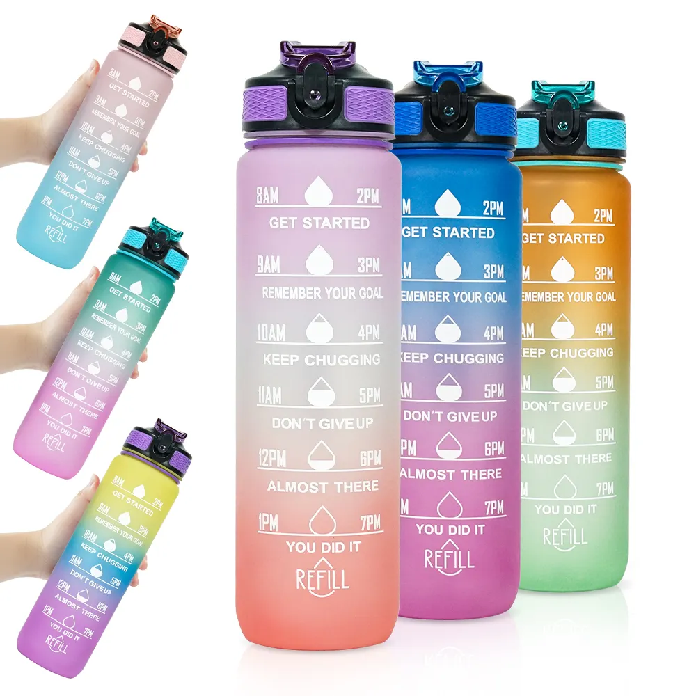 Botol air olahraga plastik promosi kustom Sport Kawaii untuk dewasa botol air plastik berlari