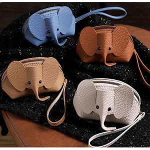 Wholesale Handmade Unisex Fashion Cartoon Cute <strong>Elephant</strong> Mini <strong>Coin</strong> <strong>Purse</strong> Multifunctional PU Leather Wallet Zipper Key Chain - Product Image 1