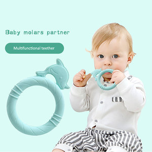 Nouveau jouet à mâcher en silicone sans BPA NHD personnalisé, pendentif souple en forme d'animaux de dessin animé, sonore, rond, pour bébés de 0 à 24 mois - Product Image 5