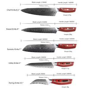 Cuchillo de cocina Santoku de chef profesional japonés hecho a mano con mango de madera, serie Sethot <span class=keywords><strong>Sa</strong></span> de acero VG10 de 67 capas - Product Image 6