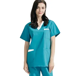 Più basso MOQ medico uniforme donne tessuto di alta qualità scrub set uniforme a buon mercato uniformi infermieristiche