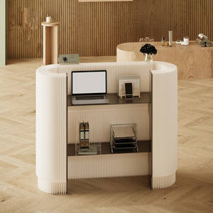Réceptionniste de type <span class=keywords><strong>rond</strong></span>, bureau blanc, étagère pliable pour l'affichage de marchandises, stand d'exposition pour la maison, le bureau et le salon - Product Image 2