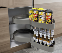 Organisateur de cuisine coulissant pour coin mort, plateau coulissant en aluminium pour coin mort, panier à 2 niveaux avec fermeture amortie