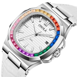Montres <span class=keywords><strong>pour</strong></span> hommes ONOLA Mode Arc-en-ciel Diamant glacé Étanche Bracelet en cuir <span class=keywords><strong>Homme</strong></span> d'affaires Horloge Nouvelle conception classique de luxe <span class=keywords><strong>Montre</strong></span> à quartz - Product Image 4