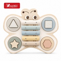Wooden Kids Musical Instrument Set with Xylophone, Tambourine, Maraca, and Recorder Flute in Pastel Colors for Toddlers W07A260C