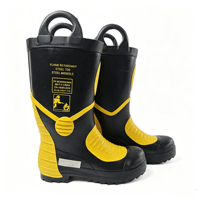 Bottes de pompier en caoutchouc noir et jaune, modèle à enfiler, pour la lutte contre les incendies, la sécurité, les secours en cas d'urgence, les produits chimiques dangereux