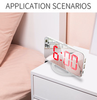 Dos puertos USB para teléfono móvil Android o IOS, reloj despertador Digital Led inteligente moderno, alarma de espejo para dormitorio