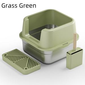 Furnitur Toilet kucing hitam kualitas tinggi persediaan hewan peliharaan pabrik grosir harga murah kotak sampah kucing baja tahan karat portabel - Product Image 5