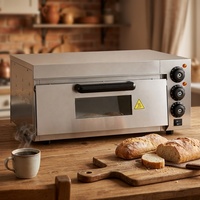 Commerciële kleine elektrische pizzaoven van roestvrij staal, enkeldeks, 0-350°C ℃   Bakkerijoven 2000W voor gebruik in restaurantkeukens