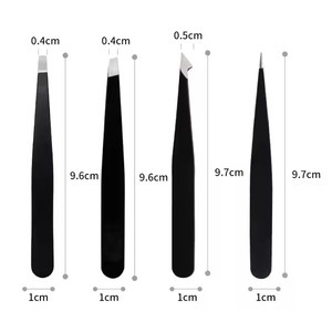Classic Stainless Steel Eyebrow Tweezers 4 Styles Slanted Pointed <b>Black</b> Brow Tool - Product Image 5