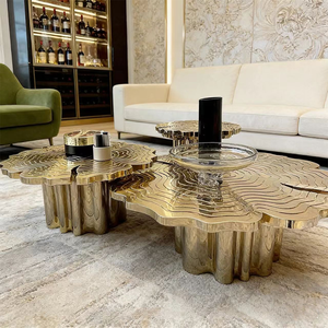 Mesa de Centro Moderna de Lujo en Oro, Mueble de Acero Inoxidable para Sala de Estar, Villa, Hotel, Decoración de Hogar de Alta Gama - Product Image 1