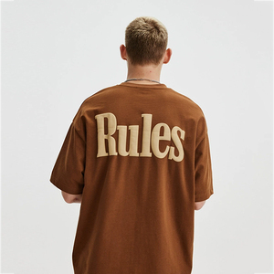 T-shirts pour hommes de grande taille personnalisés de haute qualité, en coton, à imprimé gonflé, lourds et de forme ample - Product Image 1