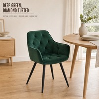 Chaise de salle à manger en velours avec pieds en métal noir, fabrication OEM/ODM sur mesure, conforme EN 16139 et BSCI, pour la maison (vente en gros)