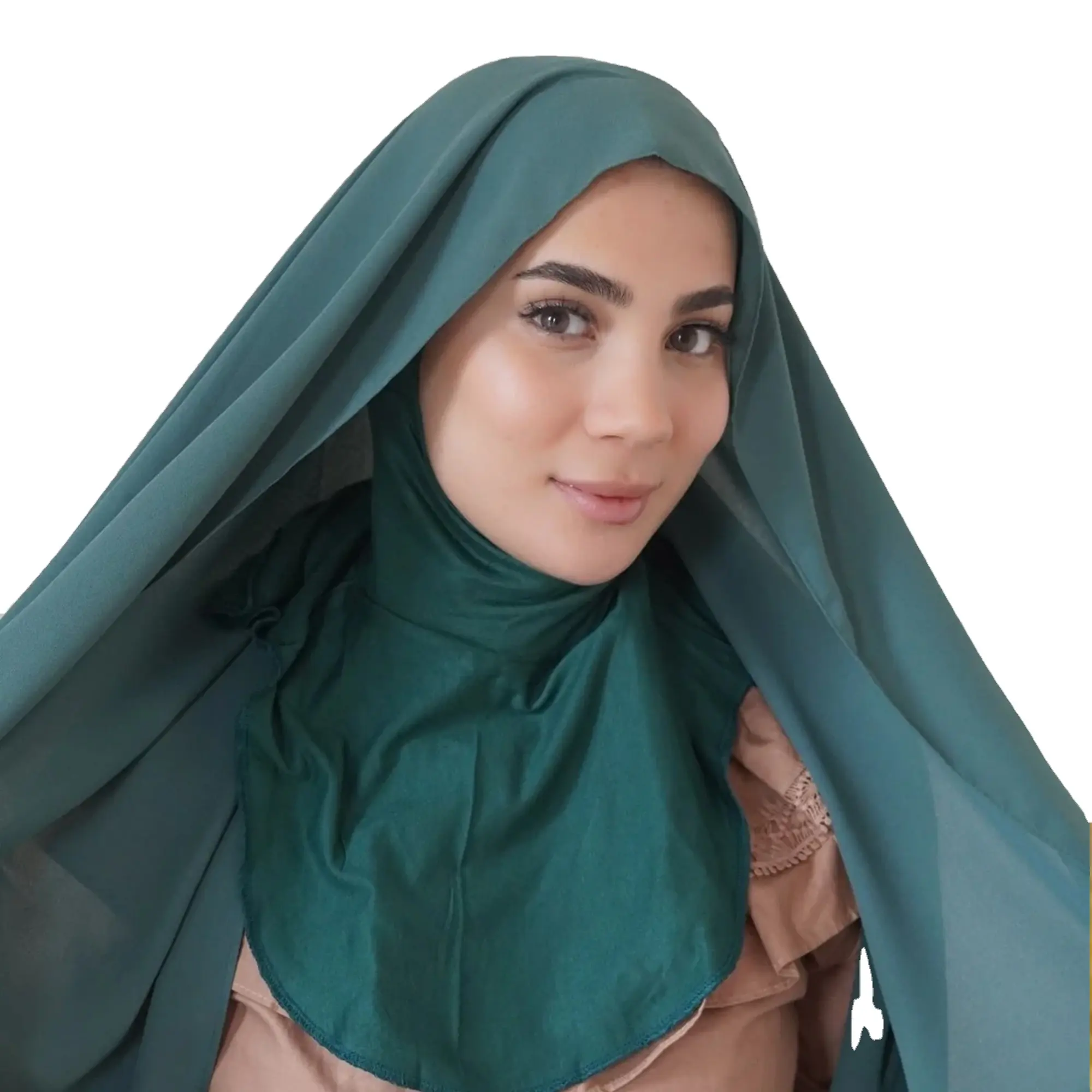 Jilbab Instan Penutup Leher Penuh Sifon Premium Malaysia untuk Bulan Ramadan 2023 Siap Pakai Syal Hijab Sifon dengan Jersey Underscarf