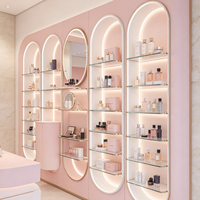 Vitrine de boutique en bois personnalisable de haute qualité Éclairage LED Meubles de design d'intérieur commercial pour vitrine de cosmétiques