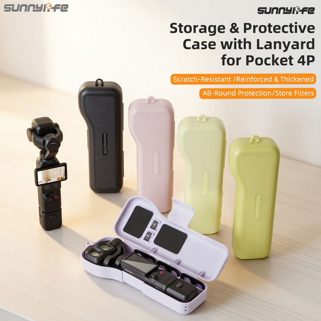Sunnylife for DJI Osmo Pocket 4P Protective Shell Anti Dust Gimbal Camera Cover Compact Storage Bag Box With Lanyard Accessories