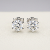 Pendientes de tuerca de corte redondo con cuatro puntas, 1.1 CTW, oro macizo de 18K, diamante creado en laboratorio, certificado IGI, CVD/HPHT, VVS, joyería fina al por mayor