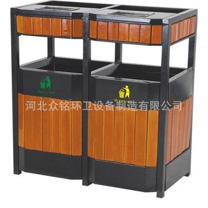 ถังขยะรีไซเคิลเหล็กและไม้สำหรับกลางแจ้ง ขนาด 90x40x100 มม. สำหรับสวนและพื้นที่ชมวิว - Product Image 1