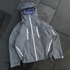 Passamontagna OEM da <span class=keywords><strong>Uomo</strong></span> con Zip Integrale, Stampa a Quadri, Antivento, Impermeabile, per Attività all'Aperto, Giacca Plus Size per Escursionismo - Product Image 3