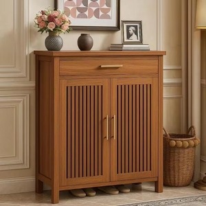 <b>Shoe</b> cabinet with sitting Shelves Convertible Living Room Entry <b>Shoe</b> <b>Rack</b> Organizer 5-Tier Modern Wooden <b>Storage</b> Cabinet Doors - Product Image 2