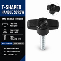 T Handle Thumb Screw Knob Bolt Stainless Steel Thread Metric A2-70 M6 Zinc Plating for Equipment Adjustment