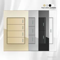 Interrupteur mural de luxe en acrylique, norme américaine, 16A, options de configuration variable (1 à 4 modules), design moderne à bouton piano, pour usage domestique et hôtelier