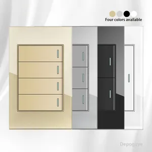 US-Standard Luxus-Acryl-Wandlichtschalter 16A Variable Gangoptionen (1-4 Gänge) Modernes Klaviertasten-Design für Heim und Hotel - Product Image 1