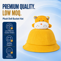 Chapeau Bob en Velours Côtelé avec Grande Tête d'Animal en Peluche 3D (Panda, Renard, Grenouille, Cochon, Ours) pour Bébés, Tout-petits et Enfants - Vente en Gros