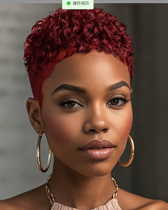 <span class=keywords><strong>Parrucca</strong></span> da donna africana con <span class=keywords><strong>capelli</strong></span> corti ricci neri, in rete a rosa, realizzata a macchina con filo resistente alle alte temperature, senza pizzo - Product Image 4