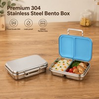 Kotak Makan Siang Risheng Stainless Steel Lucu, Aman untuk Microwave, Anti Bocor, Bebas BPA, 304, 2 Kompartemen, Food Grade, untuk Bayi, Anak, Sekolah, dan Kantor