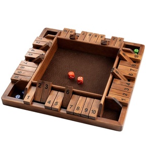 4-Way Shut The Box Dice Game  2-4 Players  for Kids + Adults 4 Sided Large Wooden Board Game  with 8 Dice four color