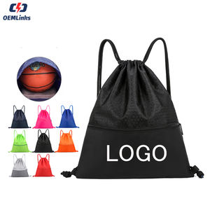 Sac à dos Offre Spéciale avec logo personnalisé Sac à cordon en polyester imperméable recyclé avec poche zippée - Product Image 1