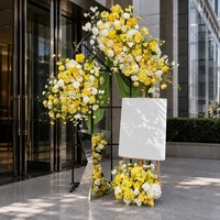 Susunan Bunga Sutra Buatan Tangan Mawar Hydrangea Kuning Putih untuk Dekorasi Pernikahan, Lengkungan, Tahan Lama, Romantis, dan Menawan