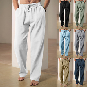 2024 europeo e americano primavera/estate <span class=keywords><strong>pantaloni</strong></span> larghi da <span class=keywords><strong>uomo</strong></span> a gamba larga sottile e traspirante cotone larghi <span class=keywords><strong>pantaloni</strong></span> sportivi Casual - Product Image 1